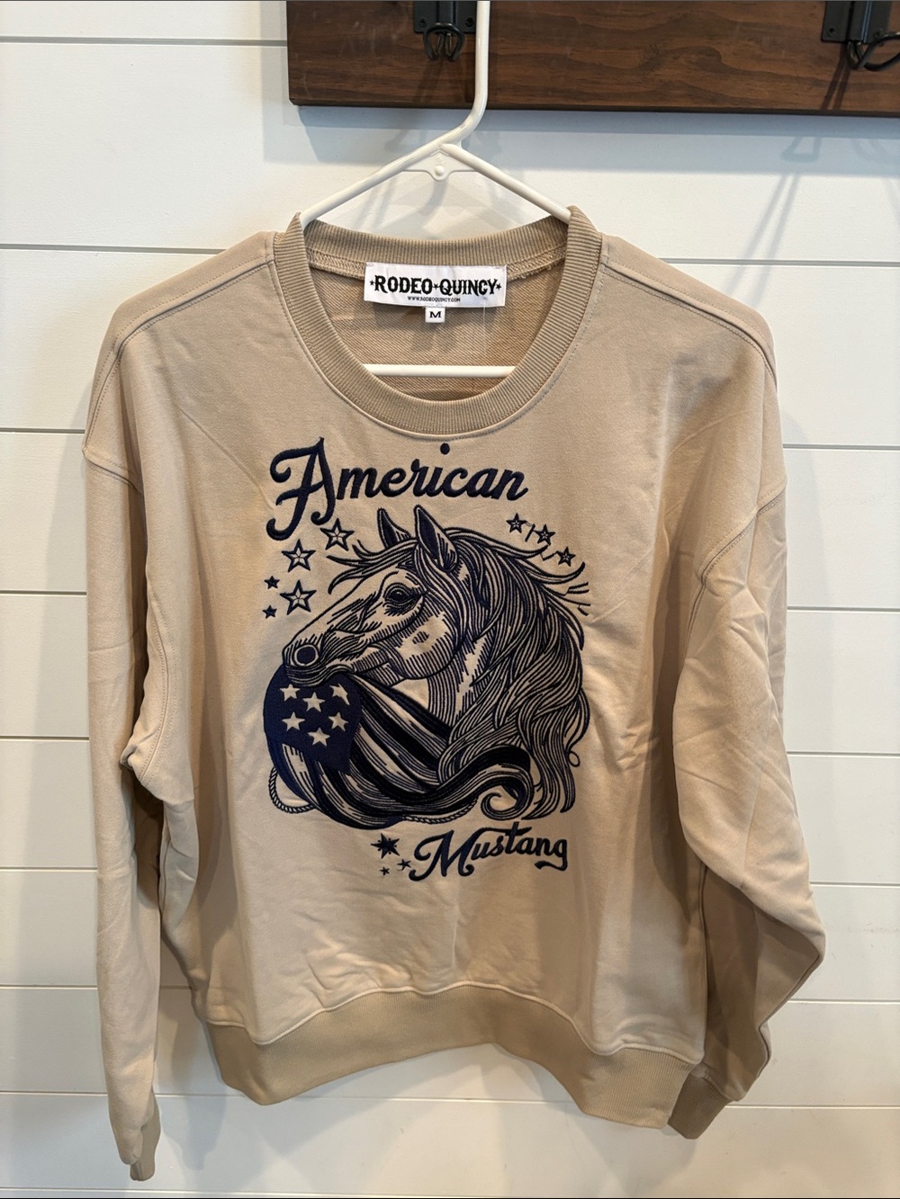 Rodeo Quincy American Mustang Crewneck Sweater - Beige